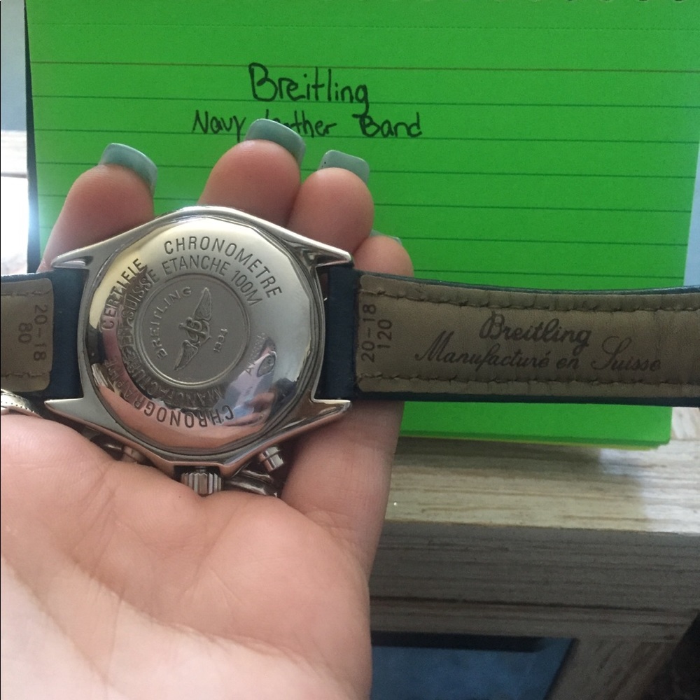 Breitling Men’s watch with Navy leather band